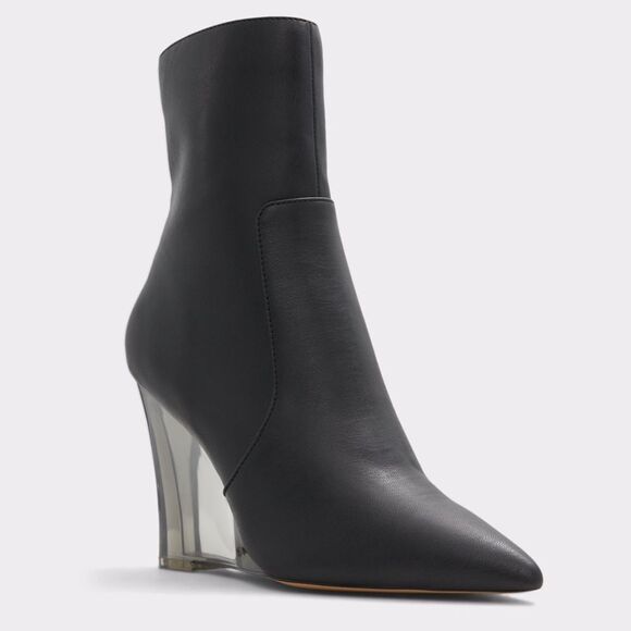 ALDO Dot Ankle boot w/ Clear Wedge Heel Size 9 - Picture 4 of 13